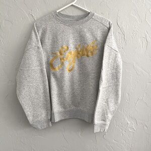Gray Sweatshirt with Gold Script